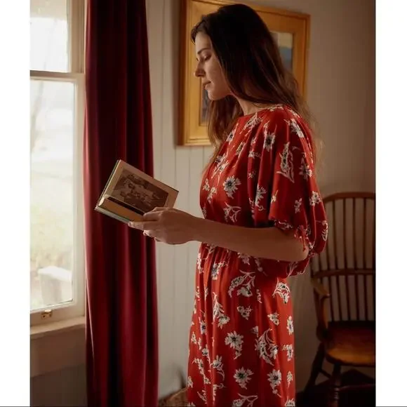 Christy Dawn Mia dress in Crimson Vine Cottagecore orange floral XS sustainable - Picture 4 of 14